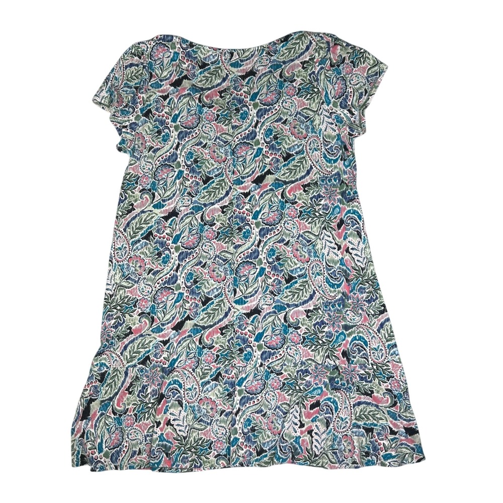 Rachel Zoe Paisley T-Shirt Dress Ruffle Hem Boho Artsy Soft Stretchy Flowy Sz-2X - Picture 5 of 8